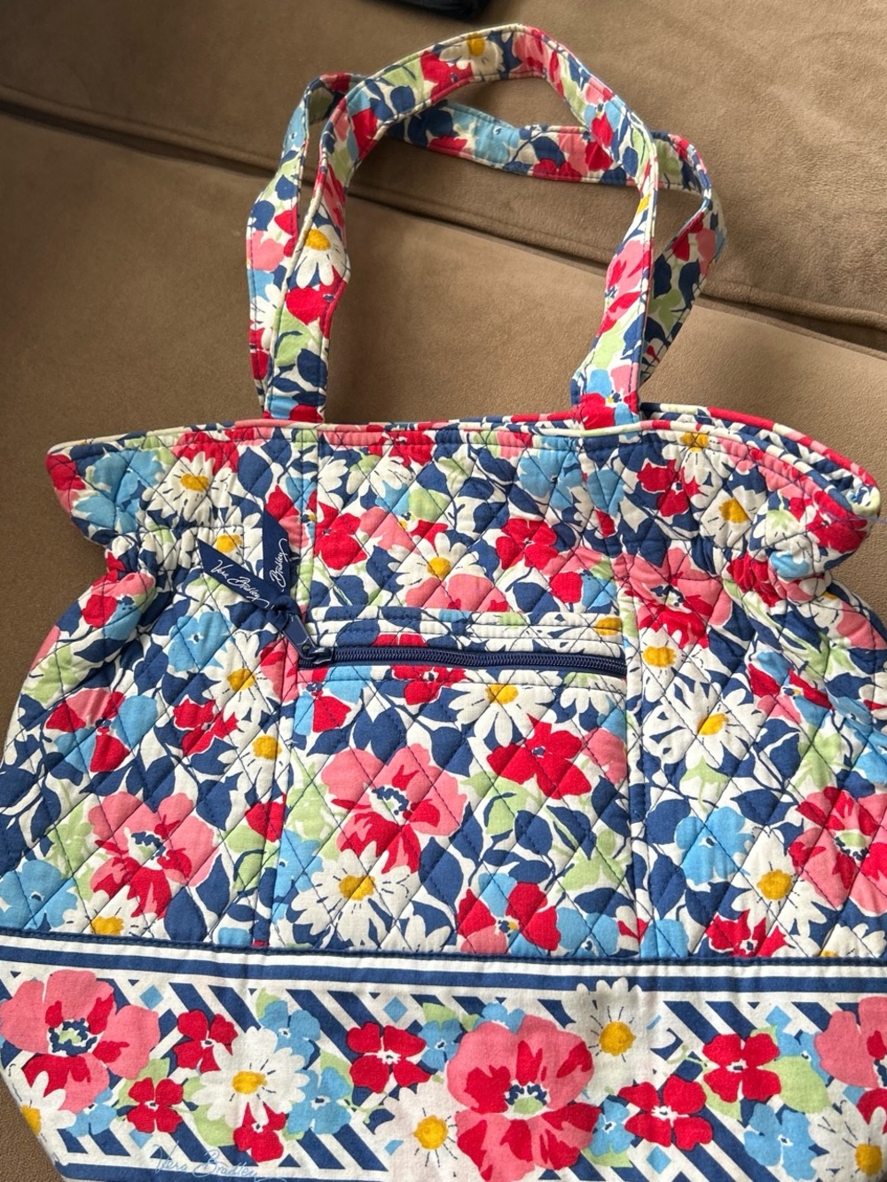 Vera Bradley Quilted Floral Tote in Red, Blue, Pink, Green, White